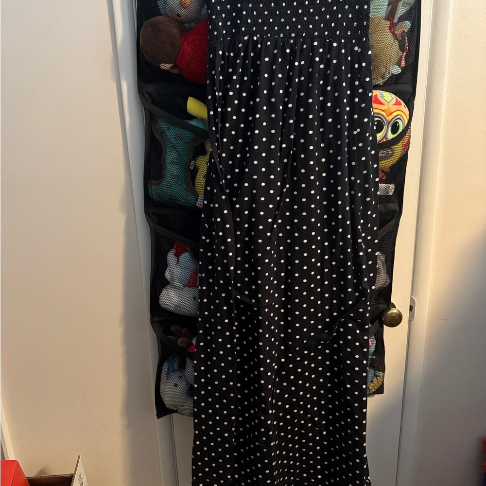 Xhilaration black and white polka dot tube maxi dress